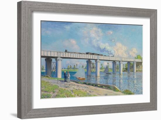 Railway Bridge at Argenteuil, 1873-Claude Monet-Framed Giclee Print