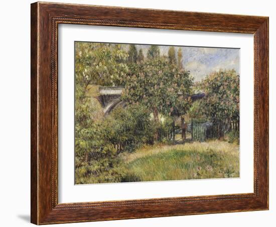 Railway Bridge at Chatou (Yvelines) or Chestnut Rose-Pierre-Auguste Renoir-Framed Giclee Print