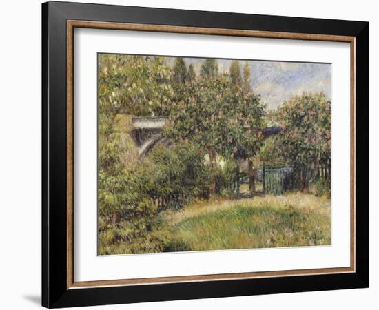 Railway Bridge at Chatou (Yvelines) or Chestnut Rose-Pierre-Auguste Renoir-Framed Giclee Print