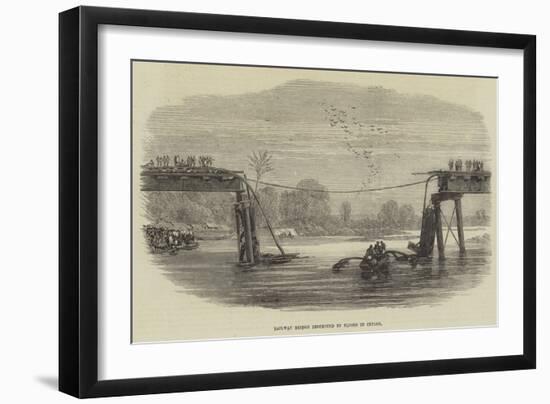 Railway Bridge Destroyed by Floods in Ceylon-null-Framed Giclee Print