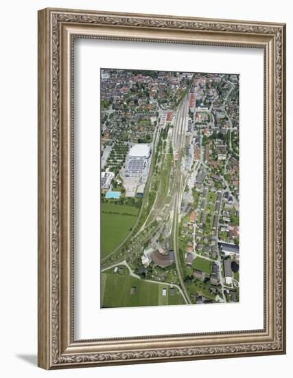 Railway Station of Garmisch-Partenkirchen, Olympic Skating Hall, Aerial Picture, Germany, Bavaria-Frank Fleischmann-Framed Photographic Print