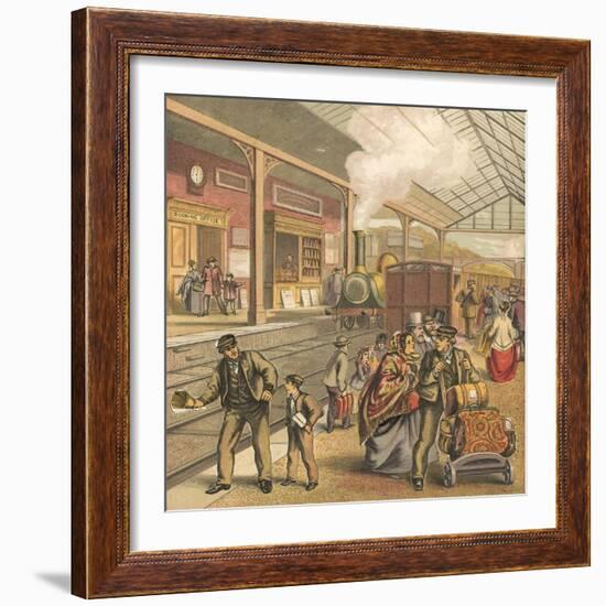 Railway Station-English School-Framed Giclee Print