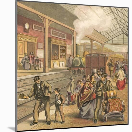 Railway Station-English School-Mounted Giclee Print