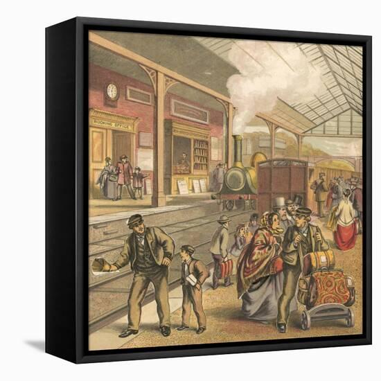 Railway Station-English School-Framed Premier Image Canvas