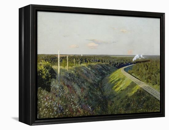 Railway with Steam Train, 1890s-Isaak Iljitsch Lewitan-Framed Premier Image Canvas