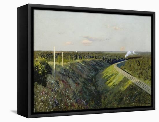 Railway with Steam Train, 1890s-Isaak Iljitsch Lewitan-Framed Premier Image Canvas
