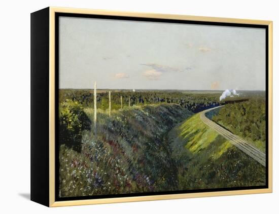 Railway with Steam Train, 1890s-Isaak Iljitsch Lewitan-Framed Premier Image Canvas