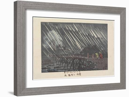 Rain at Saegusa Bridge in Hakone, Ame, 1880-Kobayashi Kiyochika-Framed Giclee Print