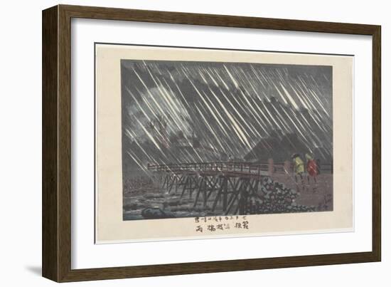 Rain at Saegusa Bridge in Hakone, Ame, 1880-Kobayashi Kiyochika-Framed Giclee Print