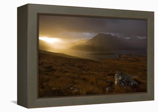 Rain Clouds over Ben More Coigach and Loch Lurgainn at Dawn, Coigach, Highland, Scotland, UK-Mark Hamblin-Framed Premier Image Canvas