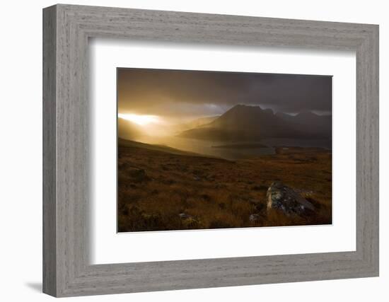 Rain Clouds over Ben More Coigach and Loch Lurgainn at Dawn, Coigach, Highland, Scotland, UK-Mark Hamblin-Framed Photographic Print