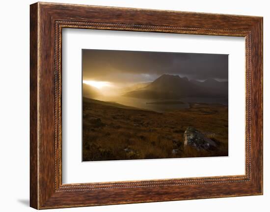 Rain Clouds over Ben More Coigach and Loch Lurgainn at Dawn, Coigach, Highland, Scotland, UK-Mark Hamblin-Framed Photographic Print