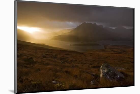 Rain Clouds over Ben More Coigach and Loch Lurgainn at Dawn, Coigach, Highland, Scotland, UK-Mark Hamblin-Mounted Photographic Print