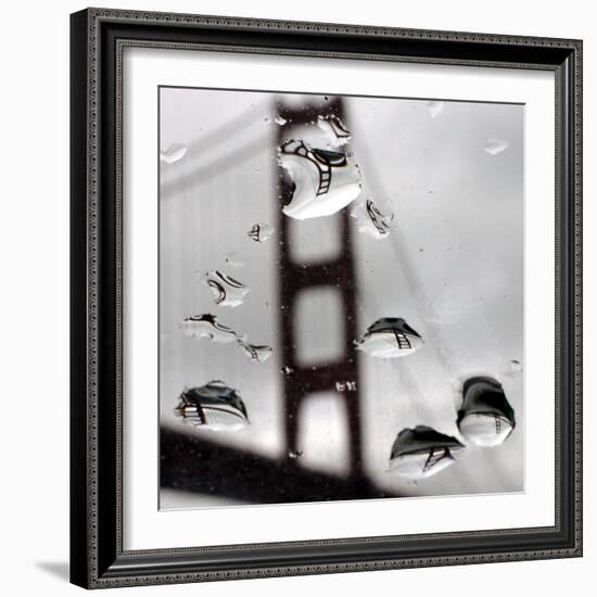 Rain Drops are Shown on a Car Windshield with the Golden Gate Bridge in Background-null-Framed Photographic Print