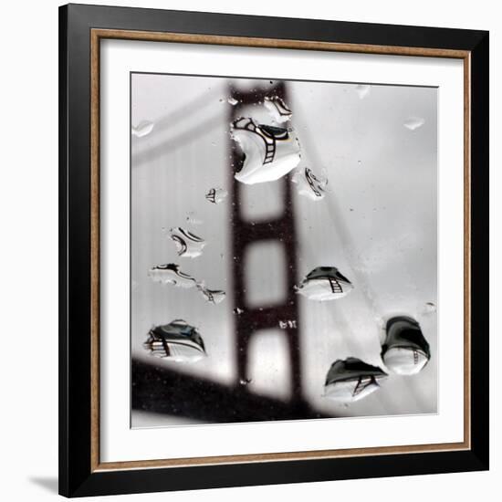 Rain Drops are Shown on a Car Windshield with the Golden Gate Bridge in Background-null-Framed Photographic Print