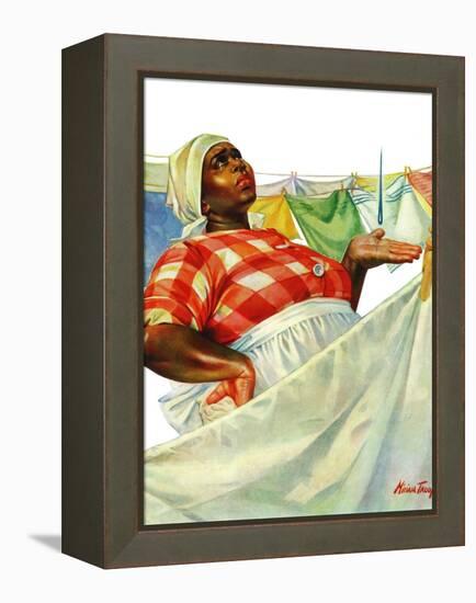 "Rain on Laundry Day," June 15, 1940-Mariam Troop-Framed Premier Image Canvas