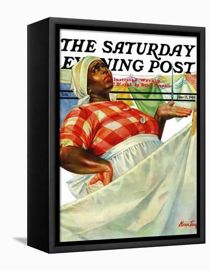 "Rain on Laundry Day," Saturday Evening Post Cover, June 15, 1940-Mariam Troop-Framed Premier Image Canvas