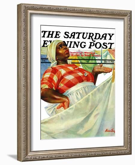 "Rain on Laundry Day," Saturday Evening Post Cover, June 15, 1940-Mariam Troop-Framed Giclee Print