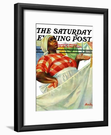 "Rain on Laundry Day," Saturday Evening Post Cover, June 15, 1940-Mariam Troop-Framed Giclee Print