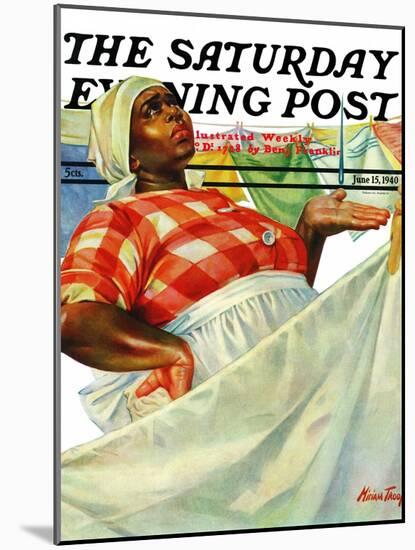 "Rain on Laundry Day," Saturday Evening Post Cover, June 15, 1940-Mariam Troop-Mounted Giclee Print