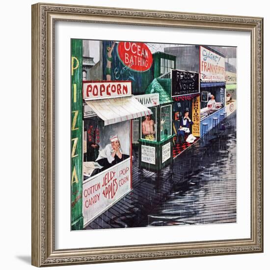 "Rain on the Boardwalk", July 2, 1955-George Hughes-Framed Giclee Print