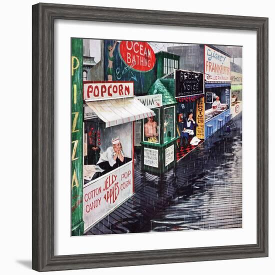 "Rain on the Boardwalk", July 2, 1955-George Hughes-Framed Giclee Print