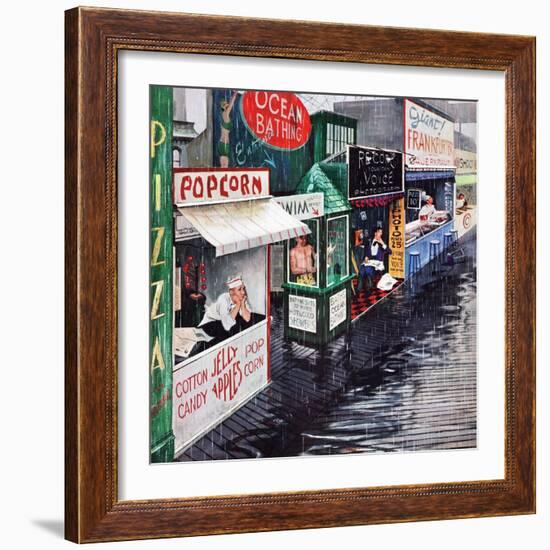 "Rain on the Boardwalk", July 2, 1955-George Hughes-Framed Giclee Print