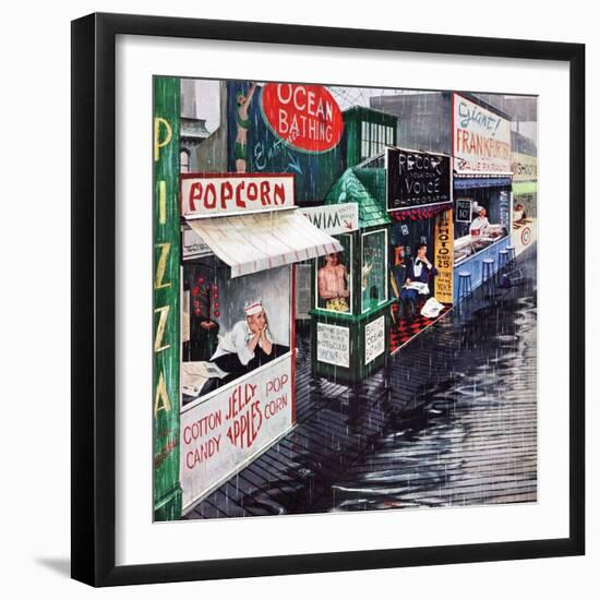 "Rain on the Boardwalk", July 2, 1955-George Hughes-Framed Giclee Print