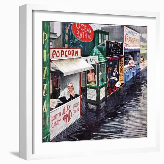 "Rain on the Boardwalk", July 2, 1955-George Hughes-Framed Giclee Print