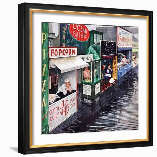 "Rain on the Boardwalk", July 2, 1955-George Hughes-Framed Giclee Print