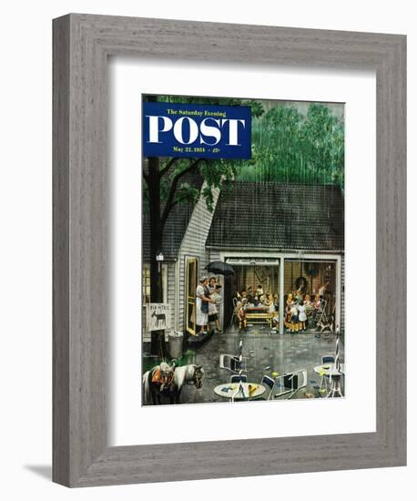 "Rain-out Birthday Party" Saturday Evening Post Cover, May 22, 1954-Stevan Dohanos-Framed Giclee Print