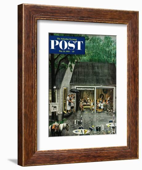 "Rain-out Birthday Party" Saturday Evening Post Cover, May 22, 1954-Stevan Dohanos-Framed Giclee Print