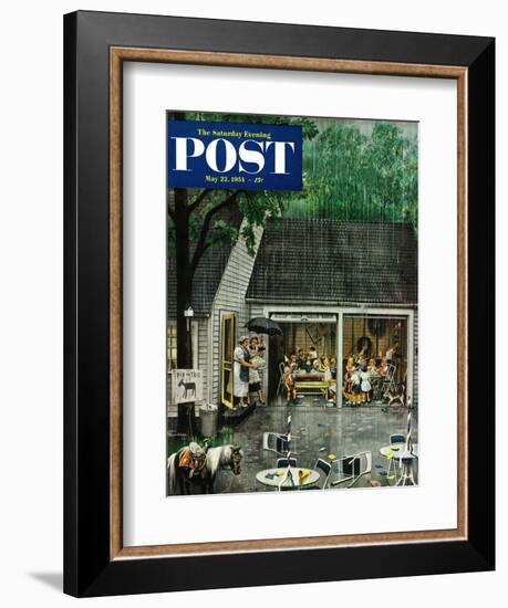 "Rain-out Birthday Party" Saturday Evening Post Cover, May 22, 1954-Stevan Dohanos-Framed Giclee Print