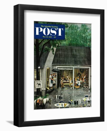 "Rain-out Birthday Party" Saturday Evening Post Cover, May 22, 1954-Stevan Dohanos-Framed Giclee Print