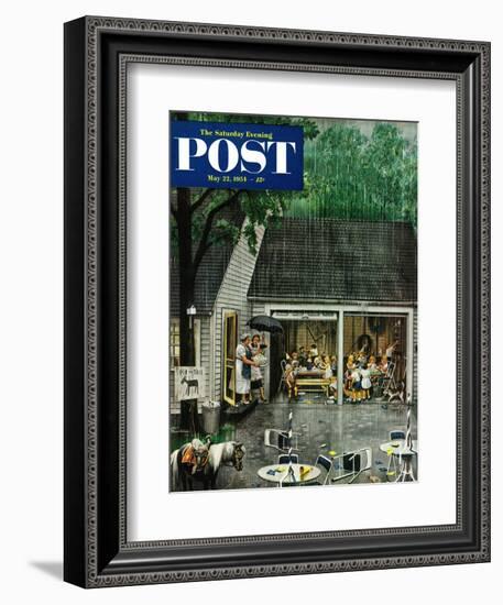 "Rain-out Birthday Party" Saturday Evening Post Cover, May 22, 1954-Stevan Dohanos-Framed Giclee Print