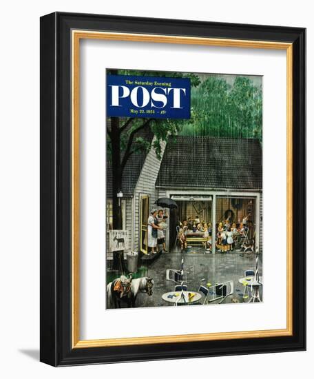 "Rain-out Birthday Party" Saturday Evening Post Cover, May 22, 1954-Stevan Dohanos-Framed Giclee Print