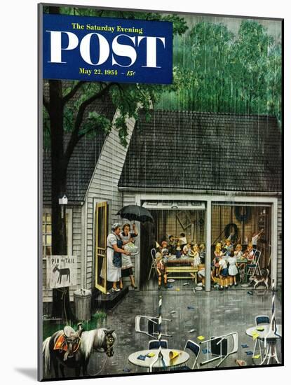 "Rain-out Birthday Party" Saturday Evening Post Cover, May 22, 1954-Stevan Dohanos-Mounted Giclee Print