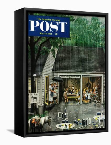 "Rain-out Birthday Party" Saturday Evening Post Cover, May 22, 1954-Stevan Dohanos-Framed Premier Image Canvas