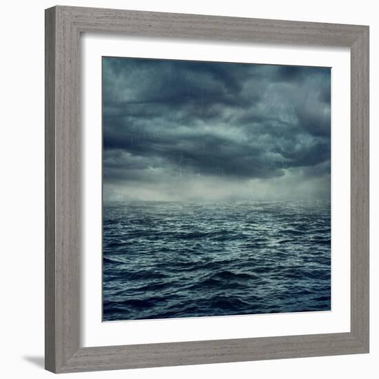 Rain over the Stormy Sea-egal-Framed Art Print