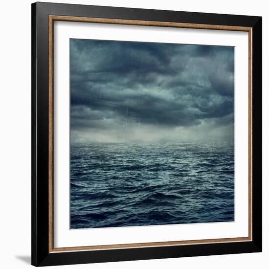 Rain over the Stormy Sea-egal-Framed Art Print