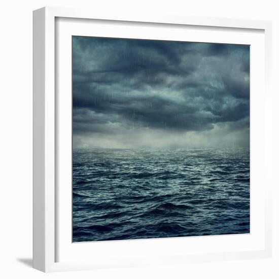 Rain over the Stormy Sea-egal-Framed Art Print