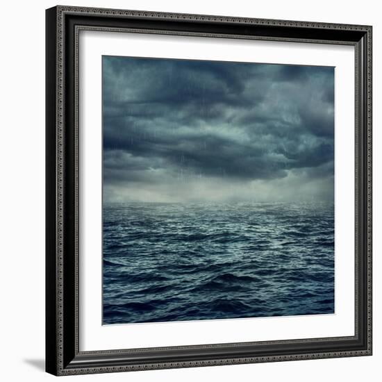 Rain over the Stormy Sea-egal-Framed Art Print