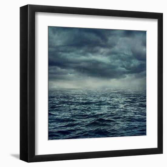 Rain over the Stormy Sea-egal-Framed Art Print