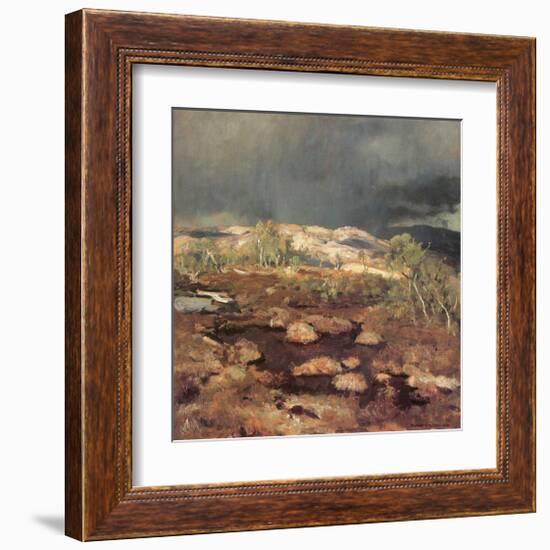 Rain Shower in a Bog in Norway-Eugen Bracht-Framed Art Print