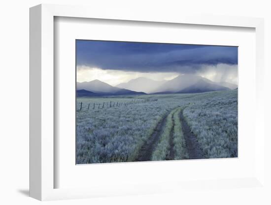 Rain Showers over Sagebrush-Steppe at the Foot of the Sawtooth Mountains-Gerrit Vyn-Framed Photographic Print