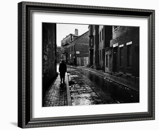 Rain Slicked Street Scene in Poor Section of City in Eastern US-Walker Evans-Framed Photographic Print