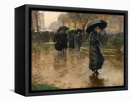 Rain Storm, Union Square, 1890-Childe Hassam-Framed Premier Image Canvas