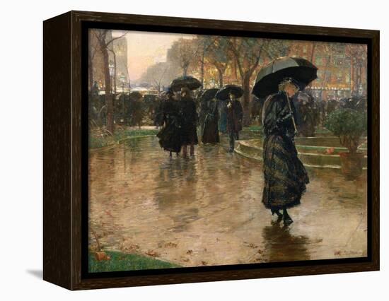 Rain Storm, Union Square, 1890-Childe Hassam-Framed Premier Image Canvas