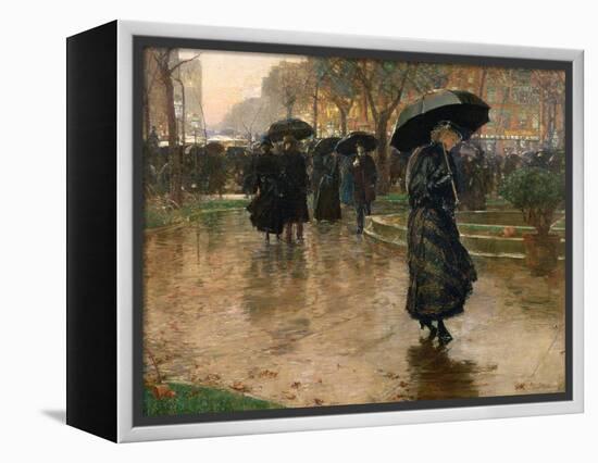 Rain Storm, Union Square, 1890-Childe Hassam-Framed Premier Image Canvas