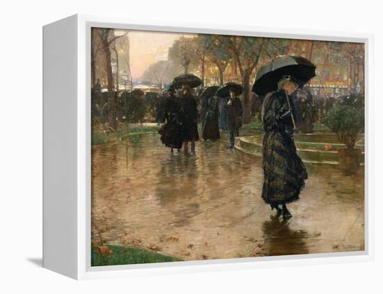 Rain Storm, Union Square, 1890-Childe Hassam-Framed Premier Image Canvas